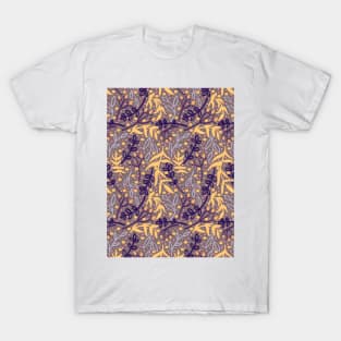 Botanicals and Dots - Hand Drawn Design -Yellow, Orange, Purple, Pink T-Shirt